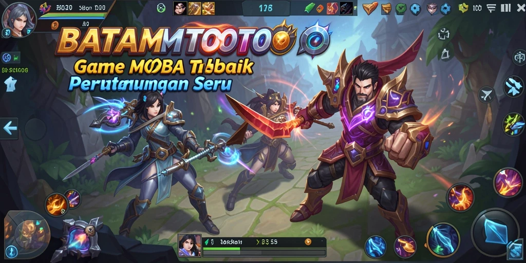 Screenshot utama BATAMTOTO menampilkan aksi seru dalam pertempuran MOBA.