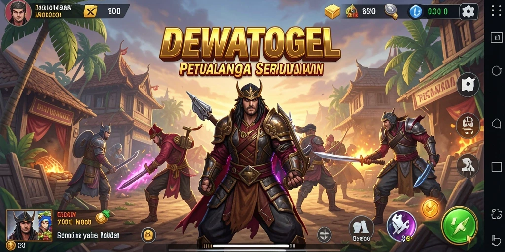 Tangkapan layar gameplay DEWATOGEL menampilkan petualangan penuh action.