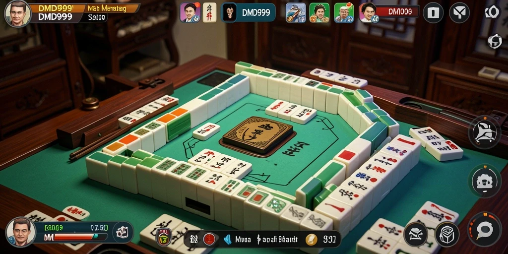 Screenshot gameplay DMD999 menampilkan aksi Mahjong yang mendebarkan.