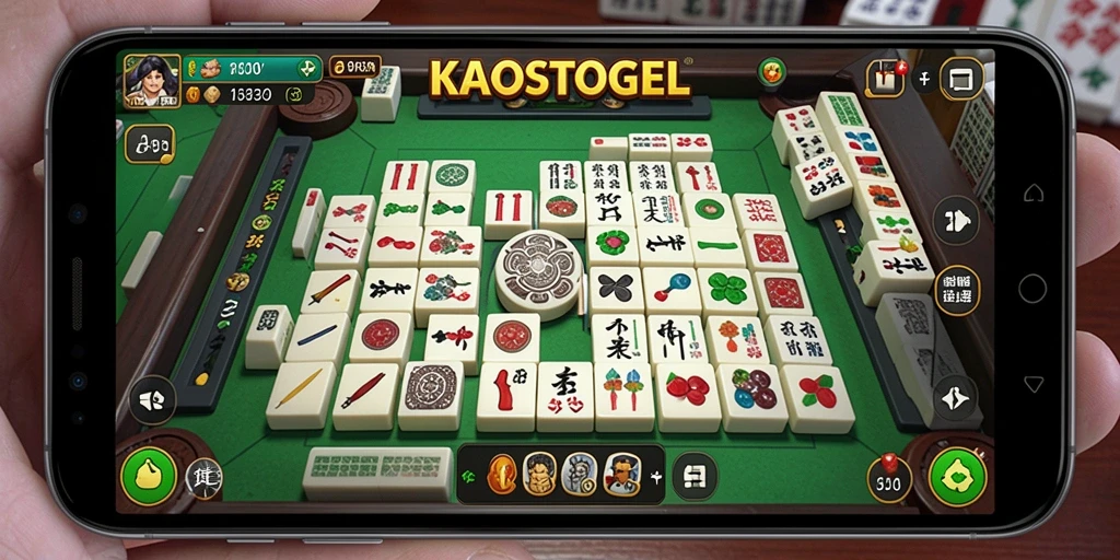 Screenshot KAOSTOGEL menampilkan gameplay Mahjong yang menantang.