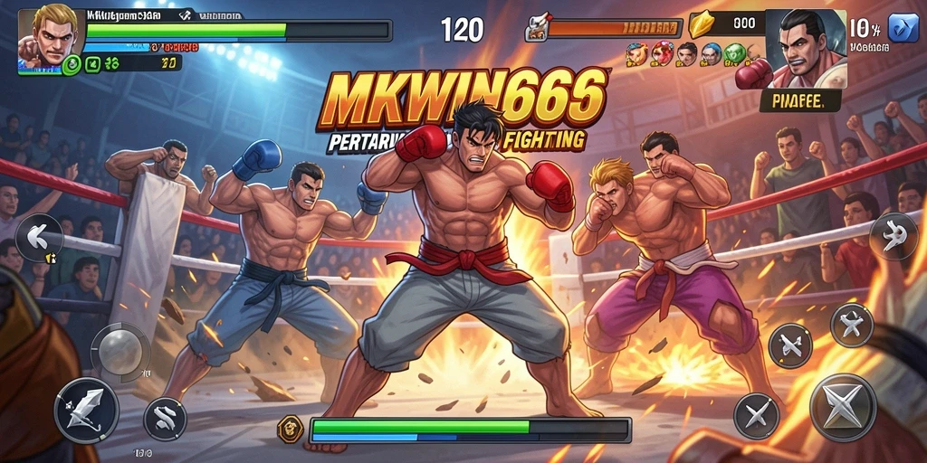 Tangkapan layar intens gameplay Fighting MKWIN666.