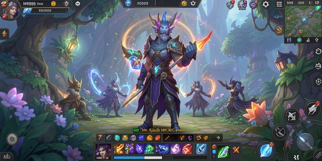Screenshot gameplay MR888 yang menampilkan pertarungan epik di dunia MMORPG.
