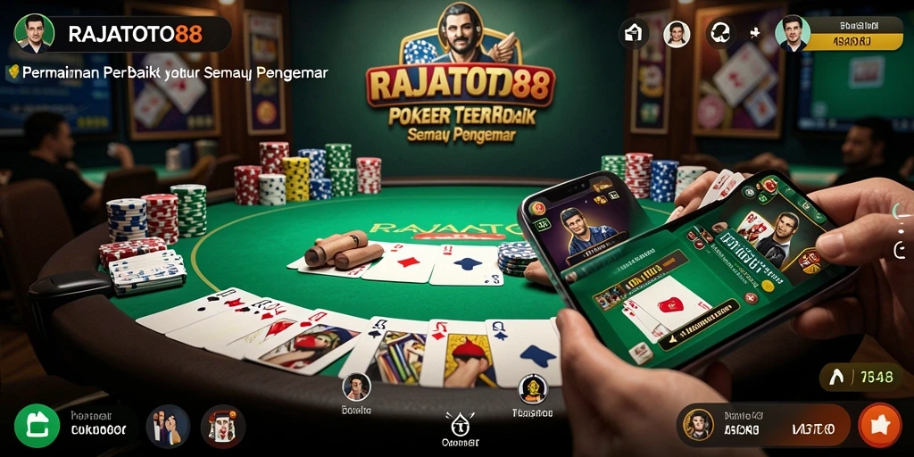 Tampilan gameplay seru dalam permainan poker RAJATOTO88.