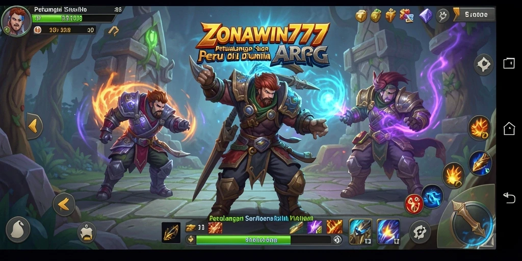 Tampilan gameplay ZONAWIN777 dengan pertarungan seru.
